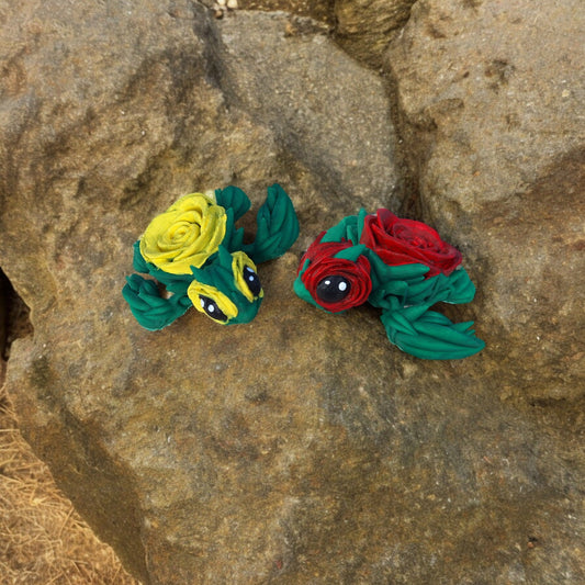 3D articulated red yellow flower rose turtle / 3d printed turtle animals / floral rose turtle knick knack Fidget figurines