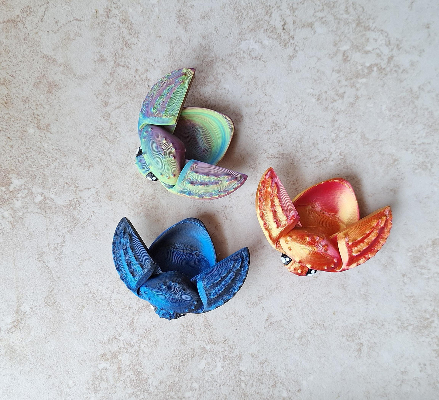 3D articulated green orange rainbow beetle box / 3d printed beetle bug ring box / 3d printed animals figurine knick knack Fidget