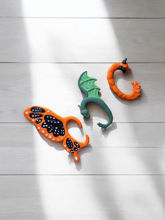3D printed fox butterfly dragon ear cuff / 3d printed animal ear cuff costume cosplay / 3d printed animals figurine knick knack